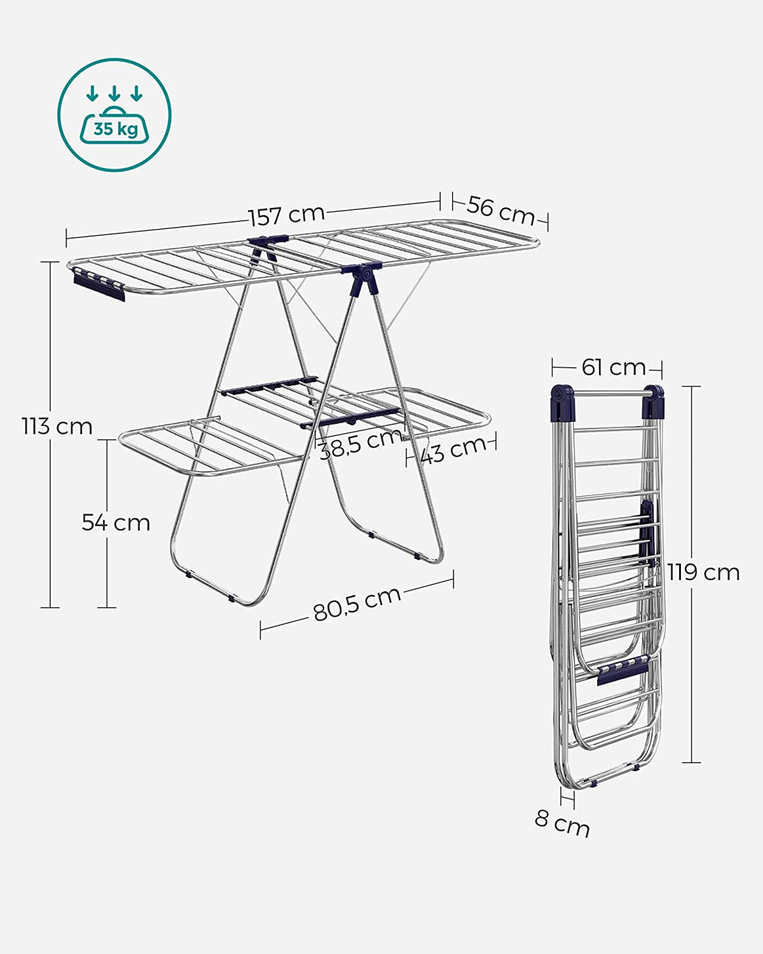 SONGMICS Foldable 2-Level Clothes Airer