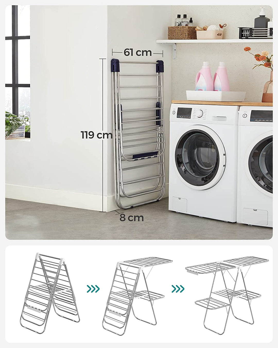 SONGMICS Foldable 2-Level Clothes Airer