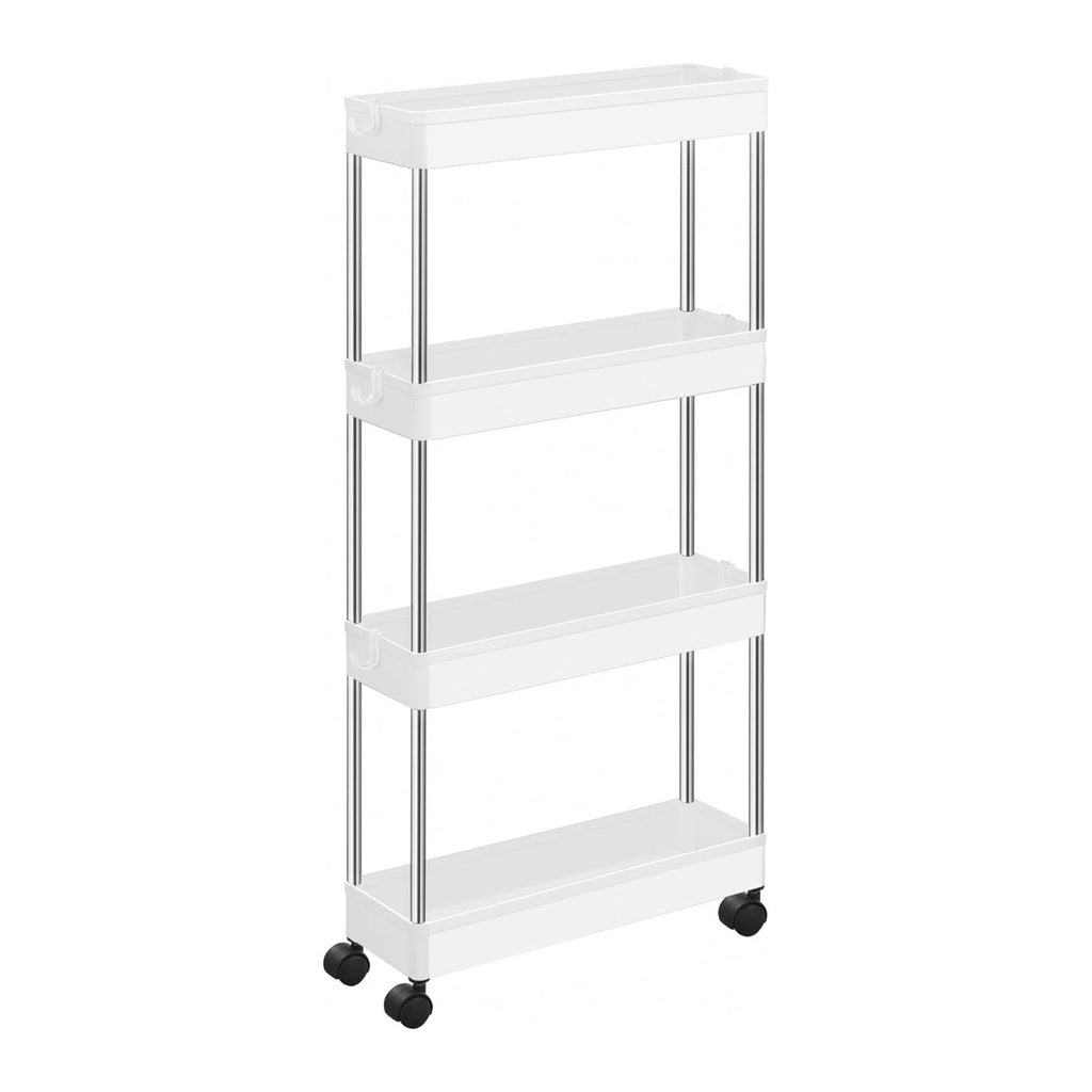 SONGMICS 4-Tier Slide Out Slim Rolling Storage Cart White