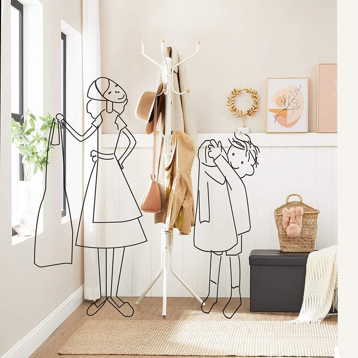 SONGMICS Metal Coat Rack 182 cm Tall Hall Tree White