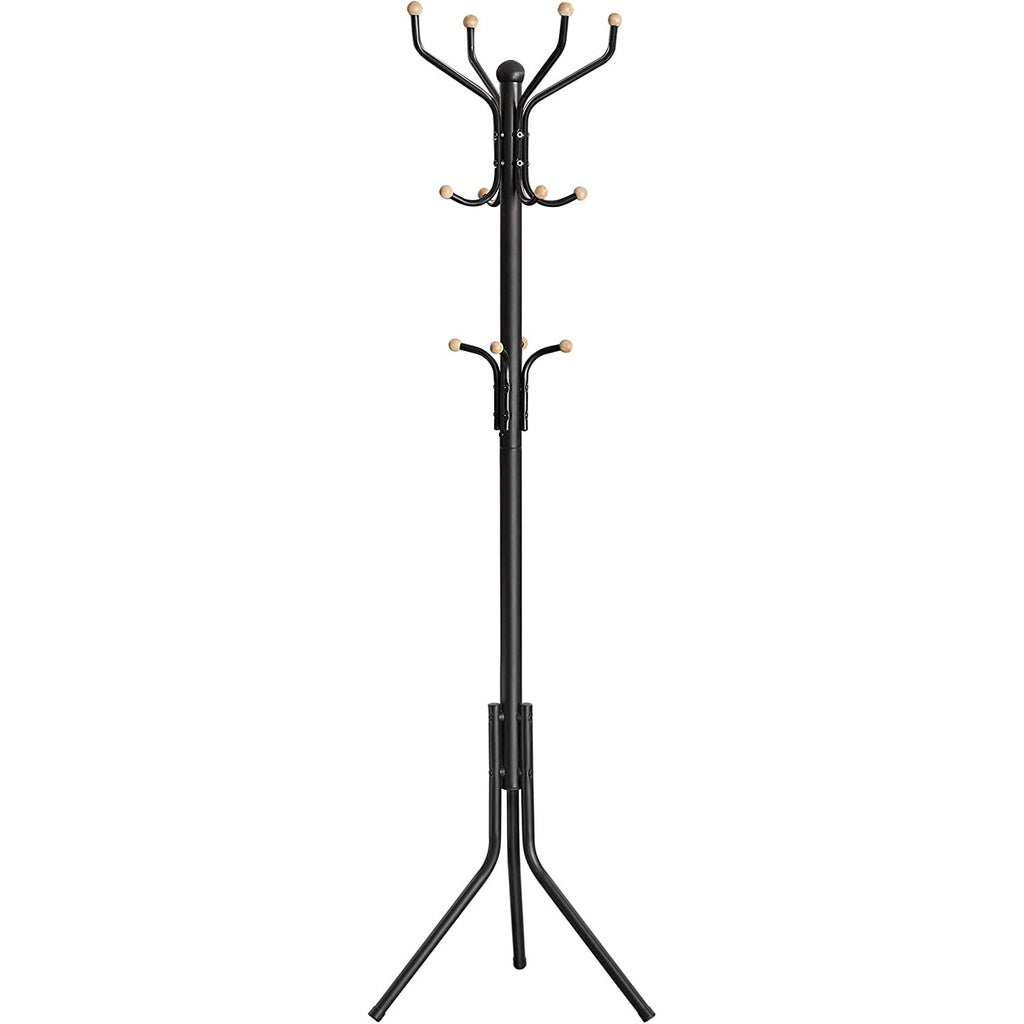 SONGMICS Metal Coat Rack 182 cm Tall Hall Tree Black