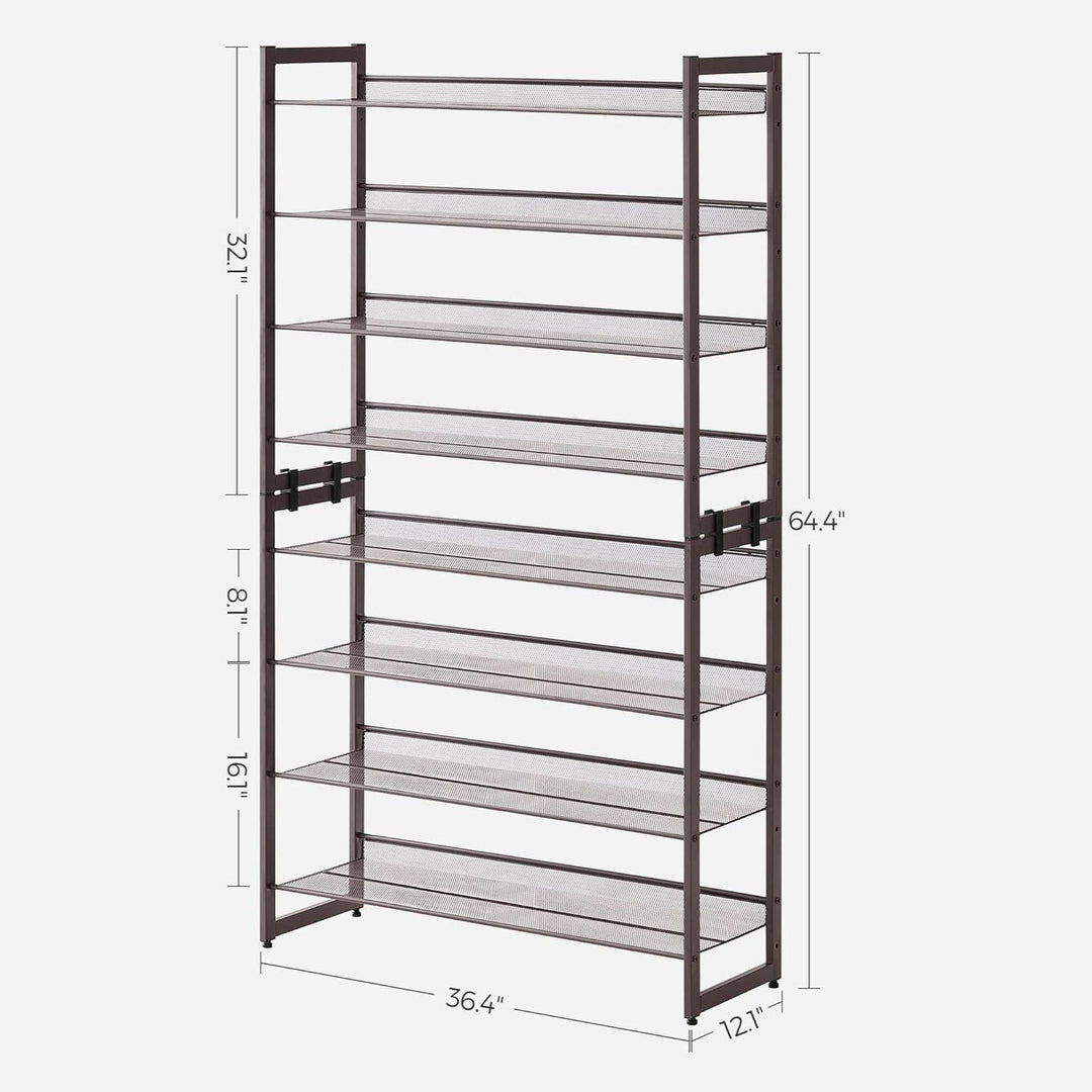 SONGMICS 8-Tier Shoe Rack Storage 32 pairs with Adjustable Shelves Bronze