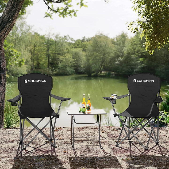 SONGMICS Set of 2 Folding Camping Outdoor Chairs Black