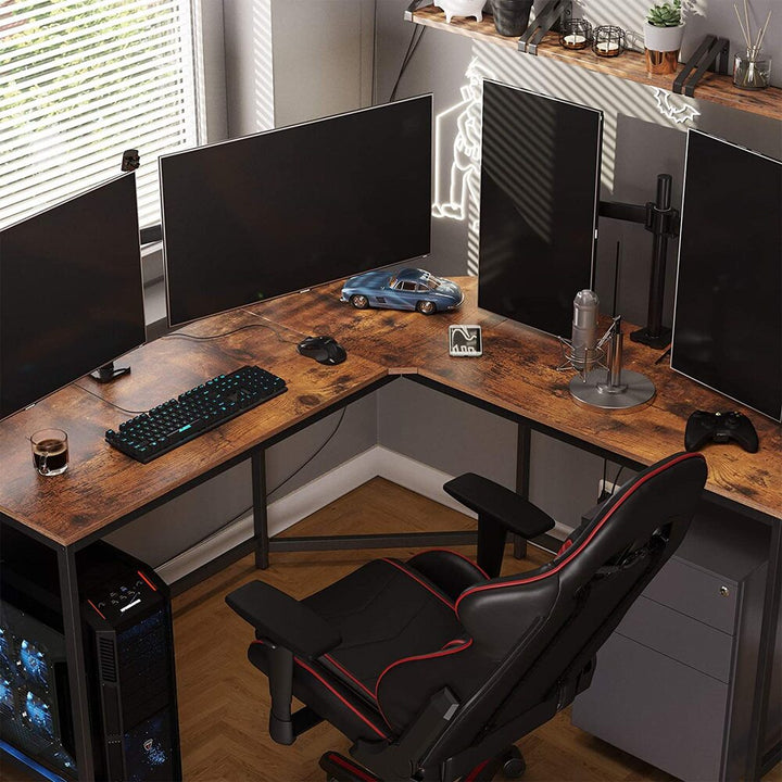 VASAGLE L-Shaped Computer Desk Rustic Brown and Black