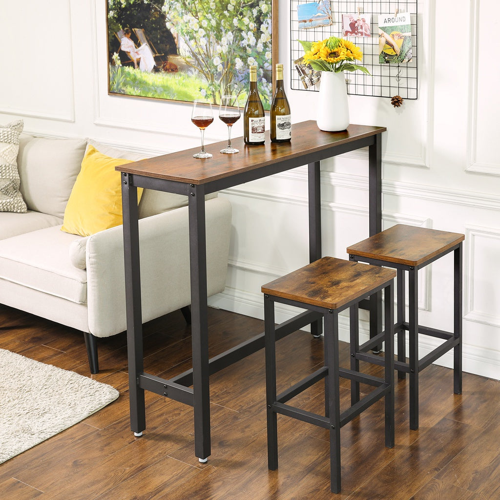 VASAGLE Bar Table 120cm Rustic Brown and Black