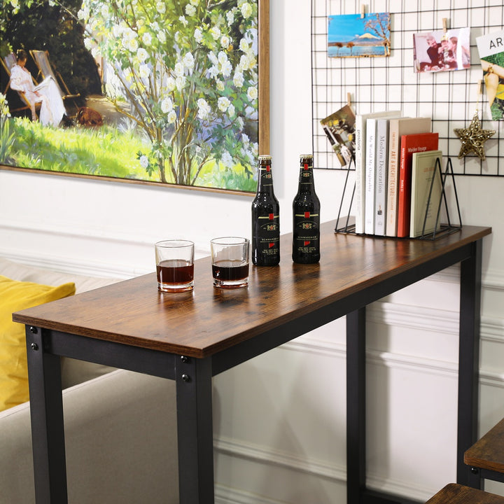 VASAGLE Bar Table 120cm Rustic Brown and Black