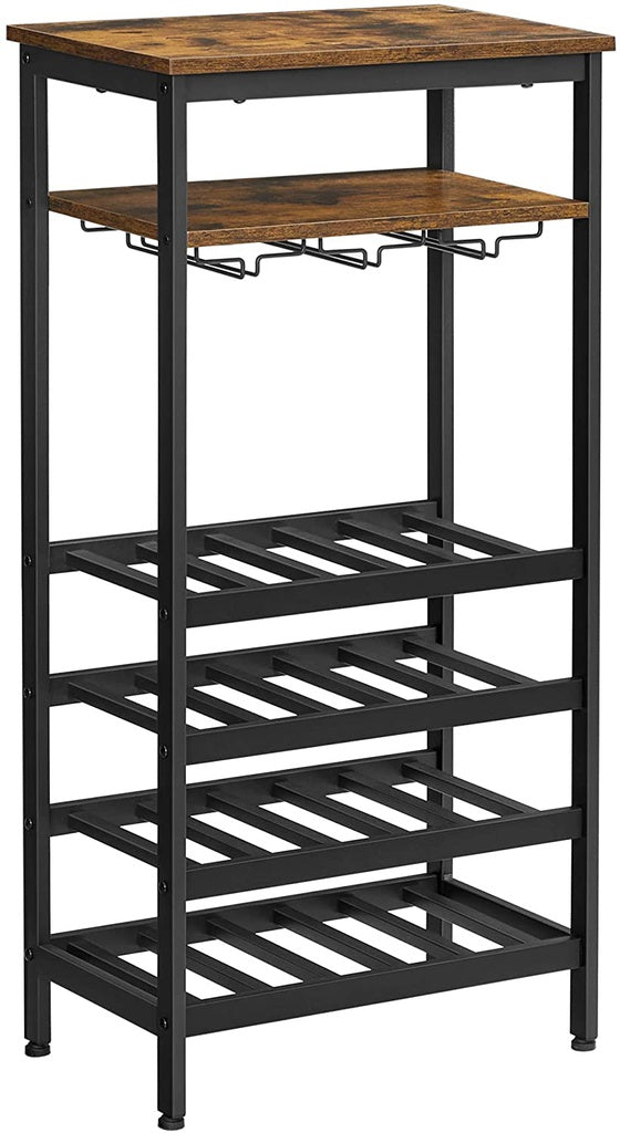 VASAGLE Wine Rack Rustic Brown and Black