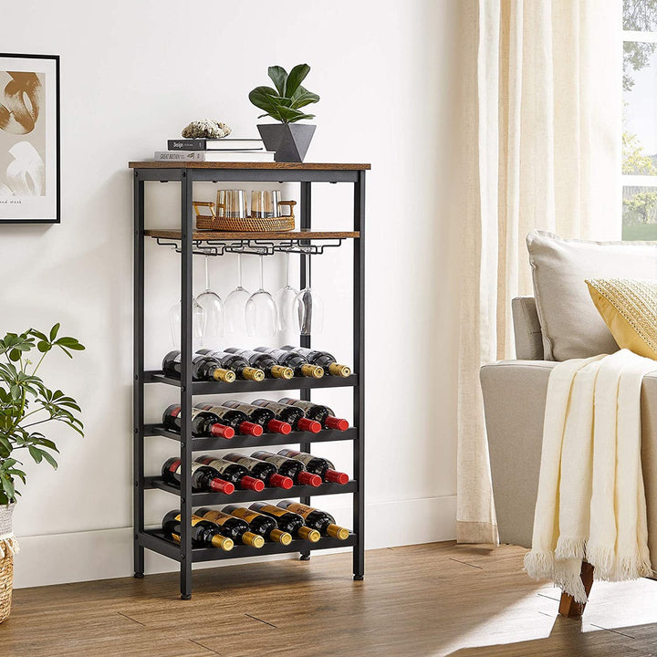 VASAGLE Wine Rack Rustic Brown and Black