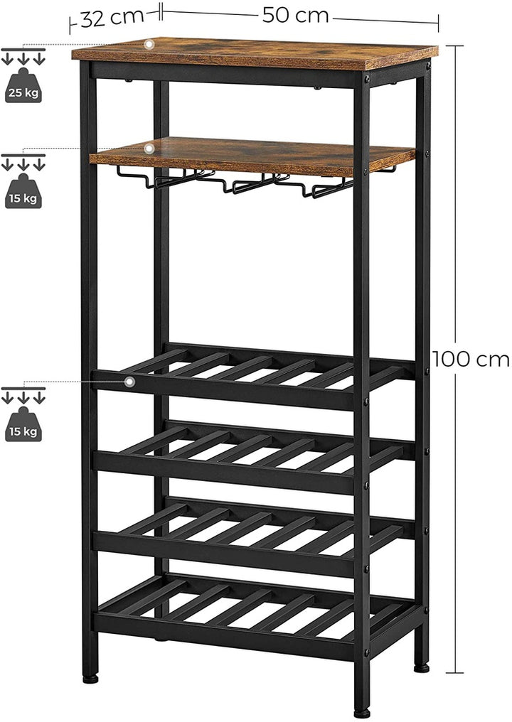 VASAGLE Wine Rack Rustic Brown and Black