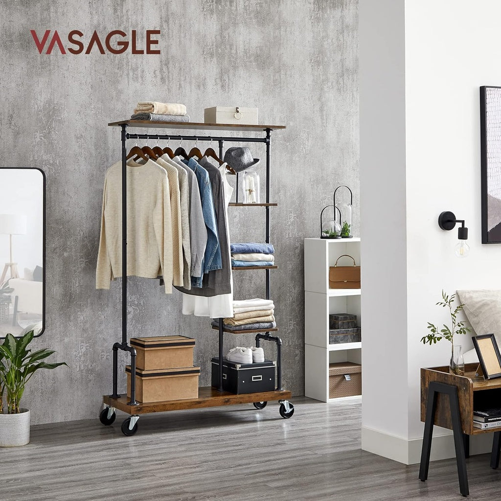 VASAGLE Clothes Rack Rustic Brown