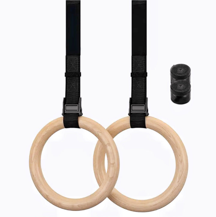 VERPEAK Wooden Gymnastic Rings 32mm for Gym Exercise Fitness Wooden