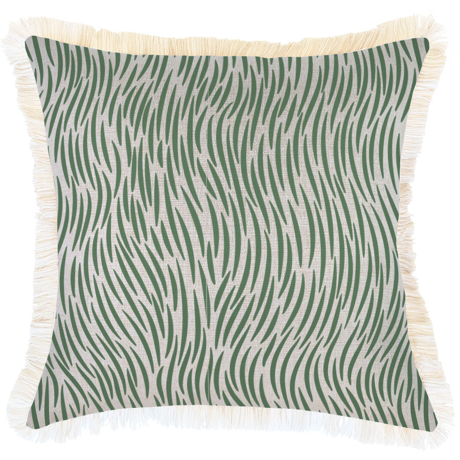 Cushion Cover-Coastal Fringe-Wild Green-45cm x 45cm