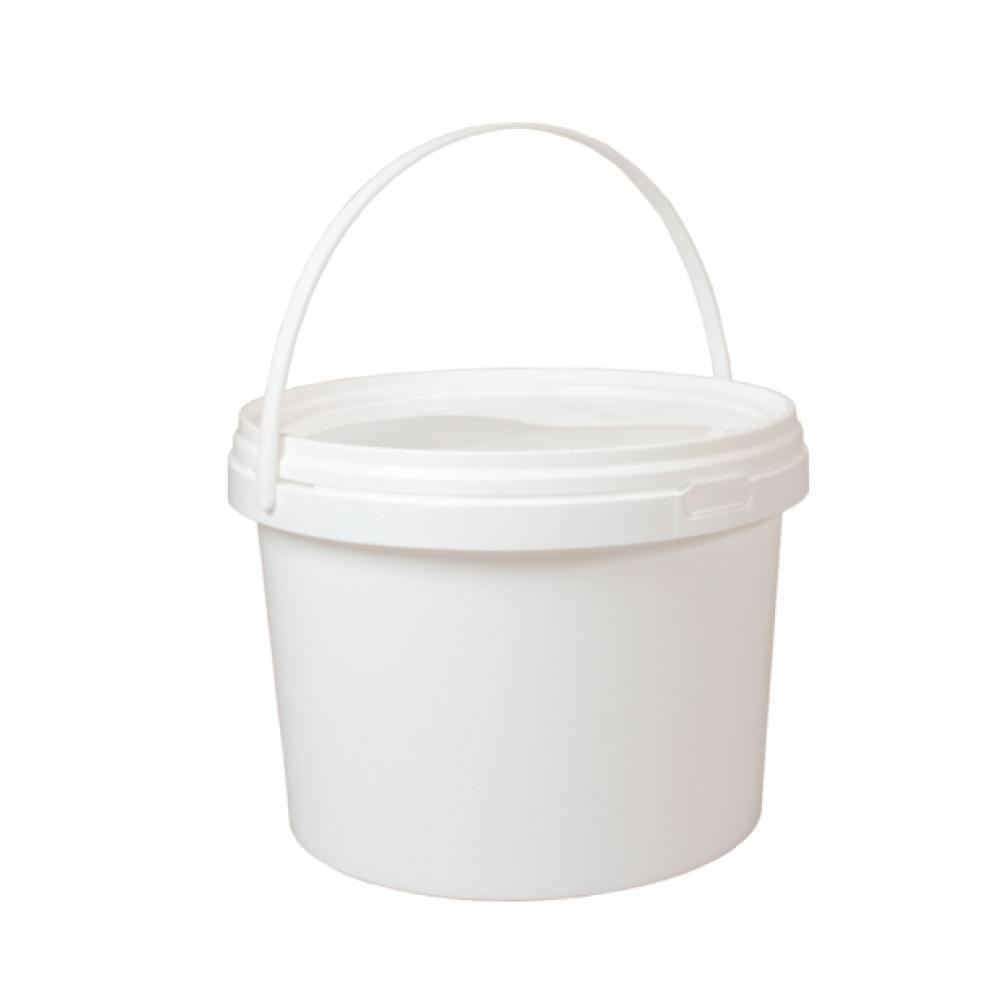 Bulk 10x 5L Plastic Buckets + Lids - Empty White With Handle - Large Food Pail