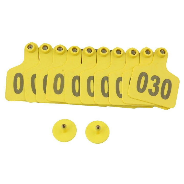 1-100 Cattle Number Ear Tag 6x7cm Set -Medium Yellow Cow Sheep Livestock Label