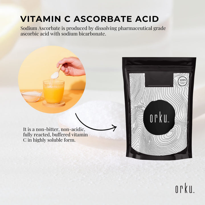 2Kg Sodium Ascorbate Powder - Vitamin C Buffered Pharmaceutical Ascorbic Acid