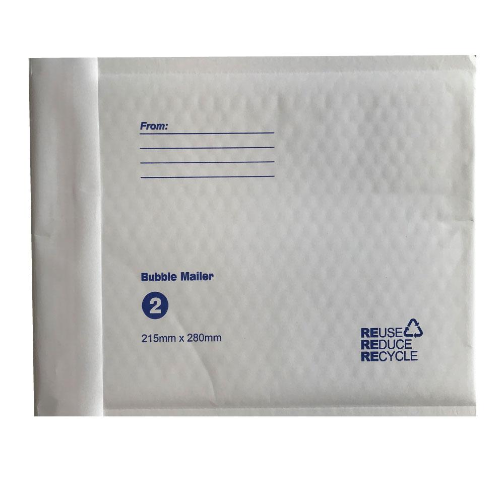 100x Tempest 215x280mm Bubble Mailers No.2 White Padded Eco Mail Bags Envelopes