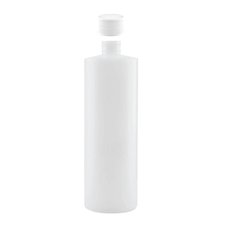 1x 1L Clear HDPE Round Bottle + 28/410 Caps - Empty Plastic Food Storage