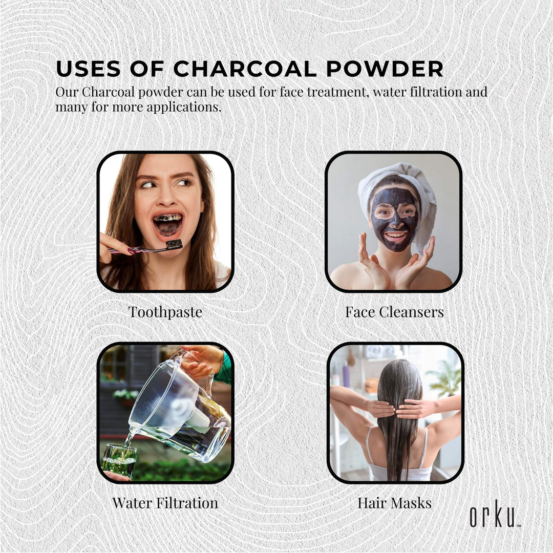 400g Activated Carbon Powder Coconut Charcoal Bucket - Teeth Whitening + Skin