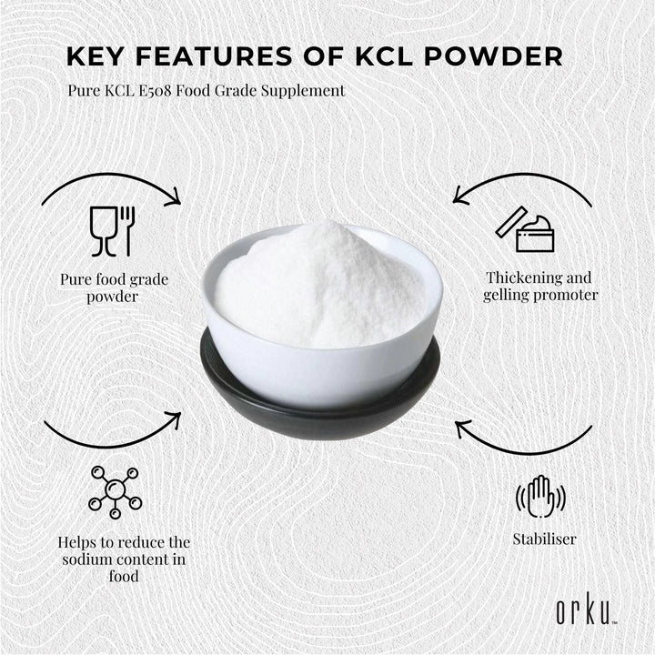 1Kg Potassium Chloride Powder - Pure E508 Food Grade Salt Substitute Supplement