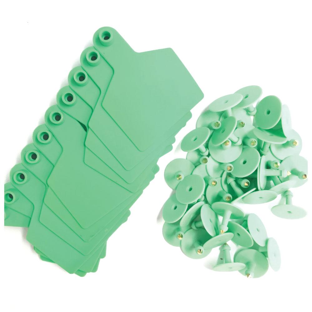 100x Cattle Ear Tags 7.5x10cm Set - XL Green Blank Cow Sheep Livestock Labels