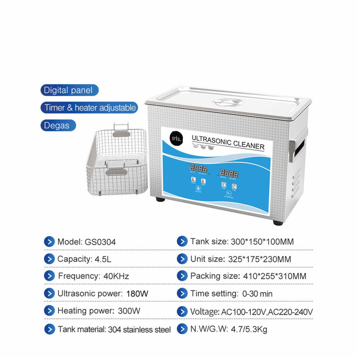 4.5L Digital Ultrasonic Cleaner - Ultra Sonic Bath Jewellery Cleaning