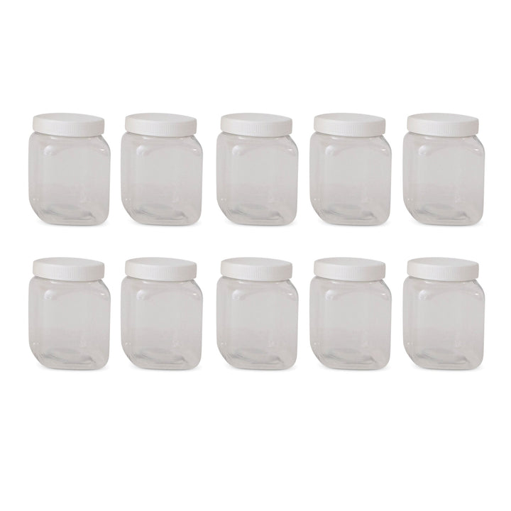 10x 250g Plastic Honey Jars + Lids - Square Clear Food Grade Packaging Containers