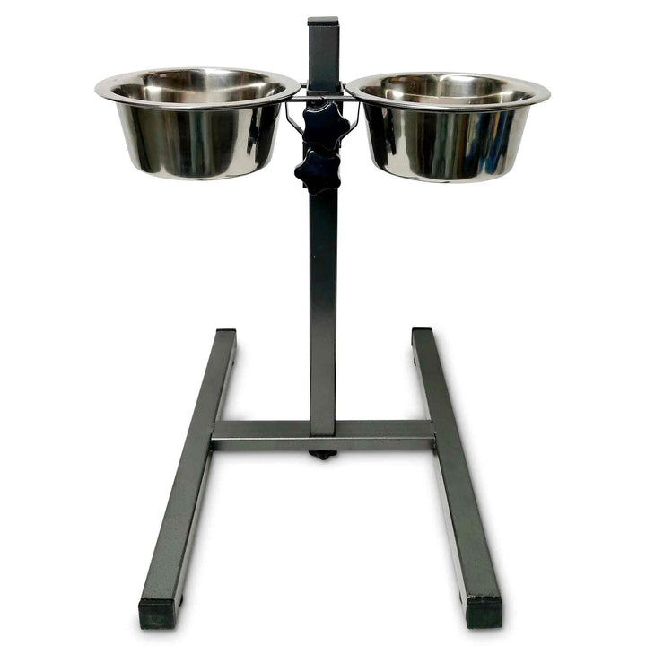 Double Raised Dog Bowl Stand 750ml Pet Cat Elevated Adjustable Food Water Feeder