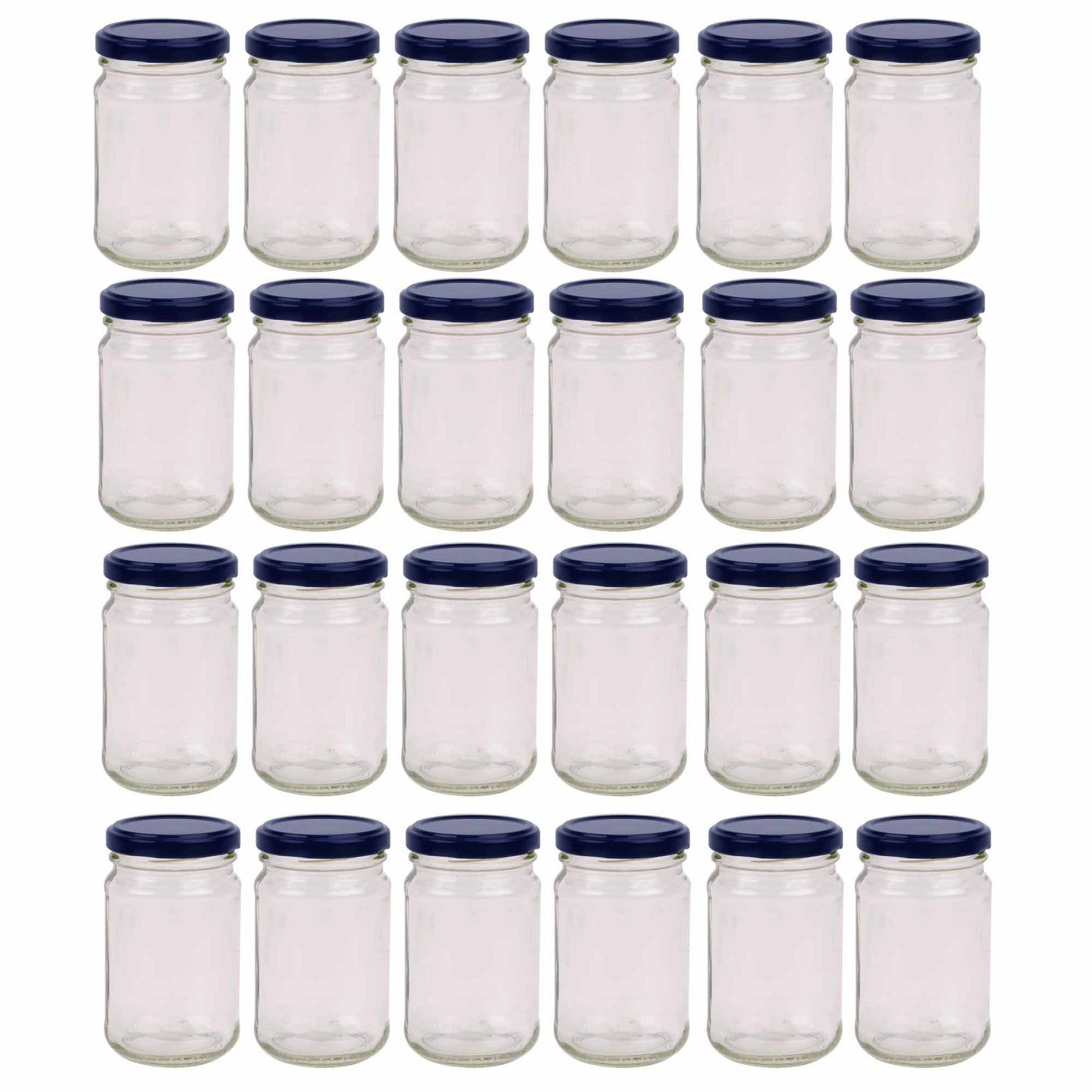 24x 375ml Flint Glass Jars + Twist Lids - Round Food Storage Preserving Jar