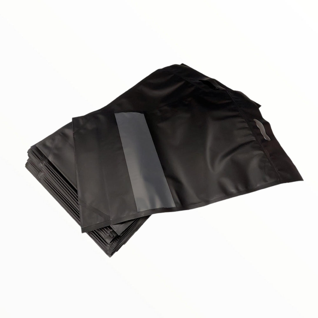 400 Resealable Mylar Black Stand Up Bags 53x32cm - Food Packaging Zip Pouch and Handle