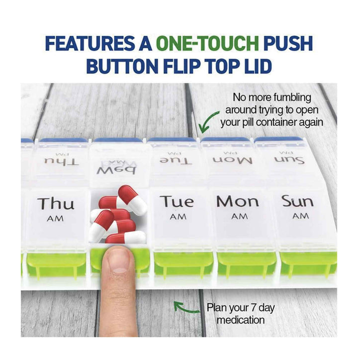 AM/PM Weekly Pill Box 7 Day Tablet Medicine Organiser Holder Case 14 Compartment