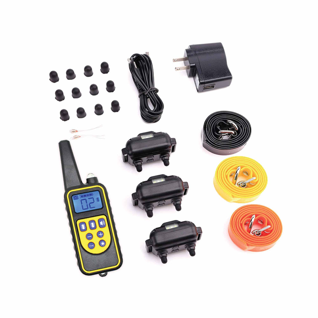 Dog Bark Collars - 3x 800m Range Recievers Vibration Sound Light Training Device