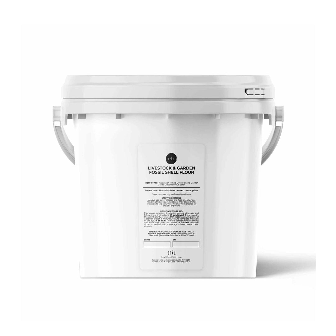 Orku 3Kg Fossil Shell Flour Tub - Livestock Garden Diatomaceous Earth