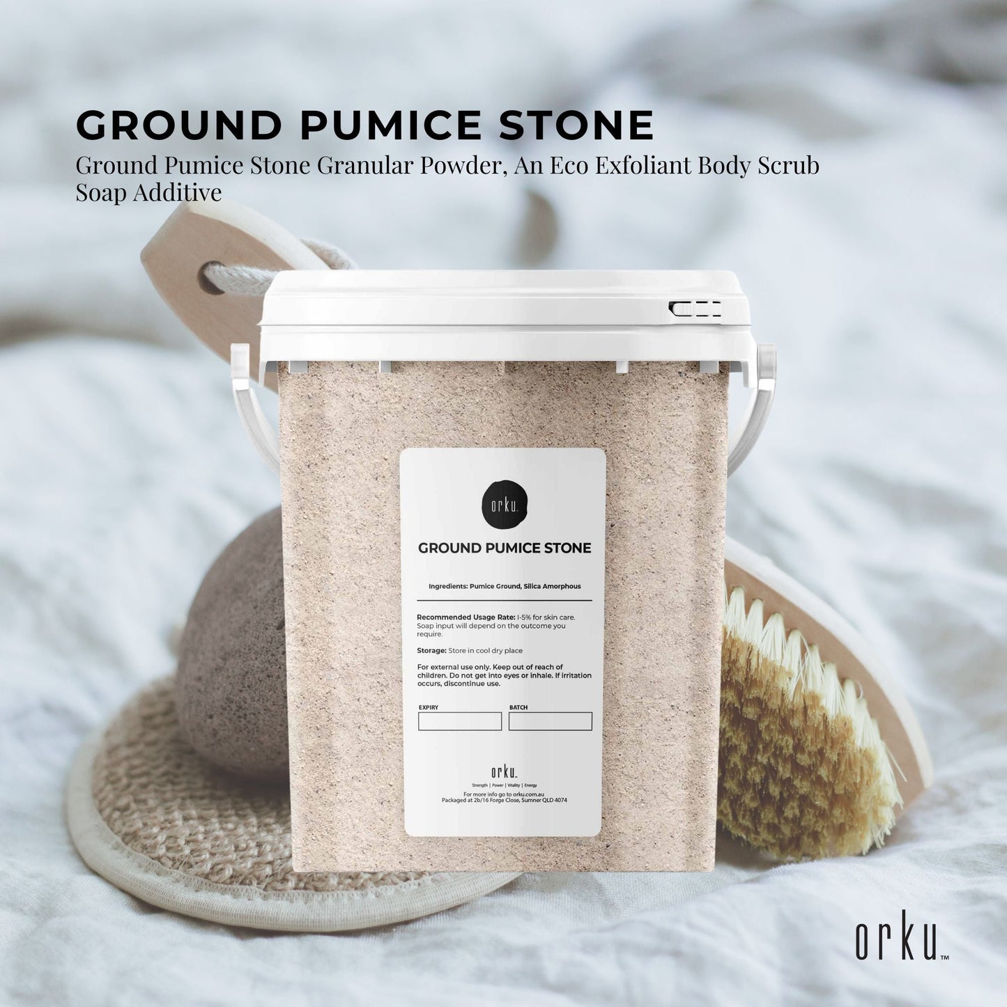 1.3Kg Ground Pumice Stone Granular Powder Tub Exfoliant Body Scrub Soap Additive