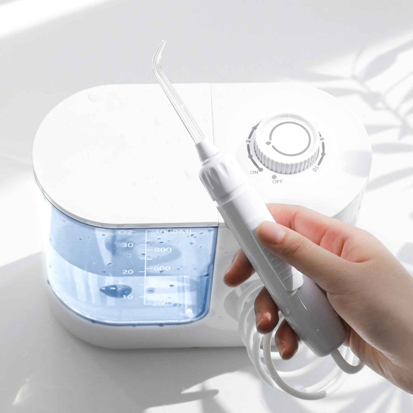 Water Jet Dental Flosser 1000ml White - Electric Oral Pressure Irrigator