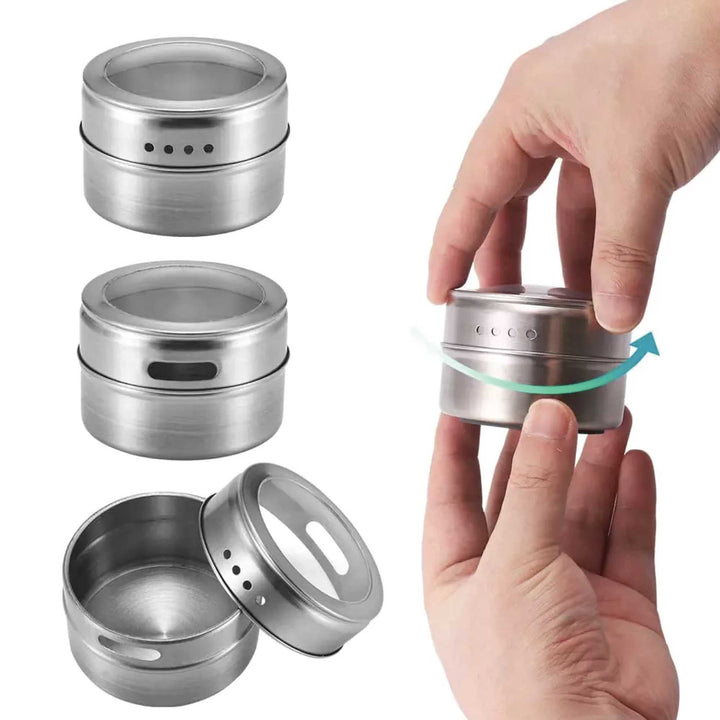 150g Magnetic Spice Jar Stainless Steel Tin - Herb Seasoning Storage Container