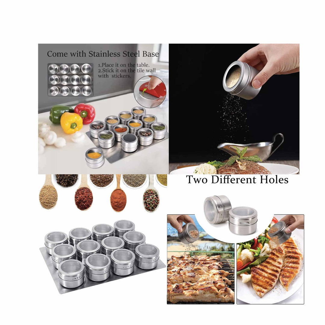 150g Magnetic Spice Jar Stainless Steel Tin - Herb Seasoning Storage Container