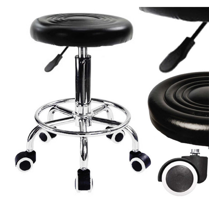 Salon Stool - Adjustable Swivel Chair with Footrest Pedicure Beauty Hairdressing