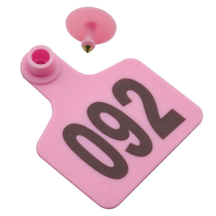 1-100 Cattle Number Ear Tags 5x4cm Set - Small Pink Pig Goat Livestock Label