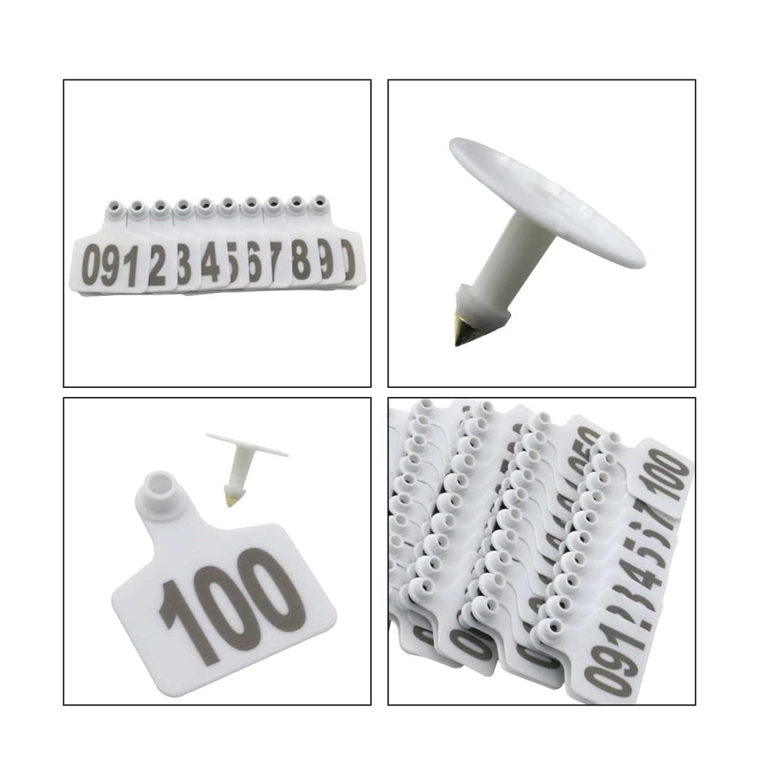 1-100 Cattle Number Ear Tag 6x7cm Set - Medium White Cow Sheep Livestock Label