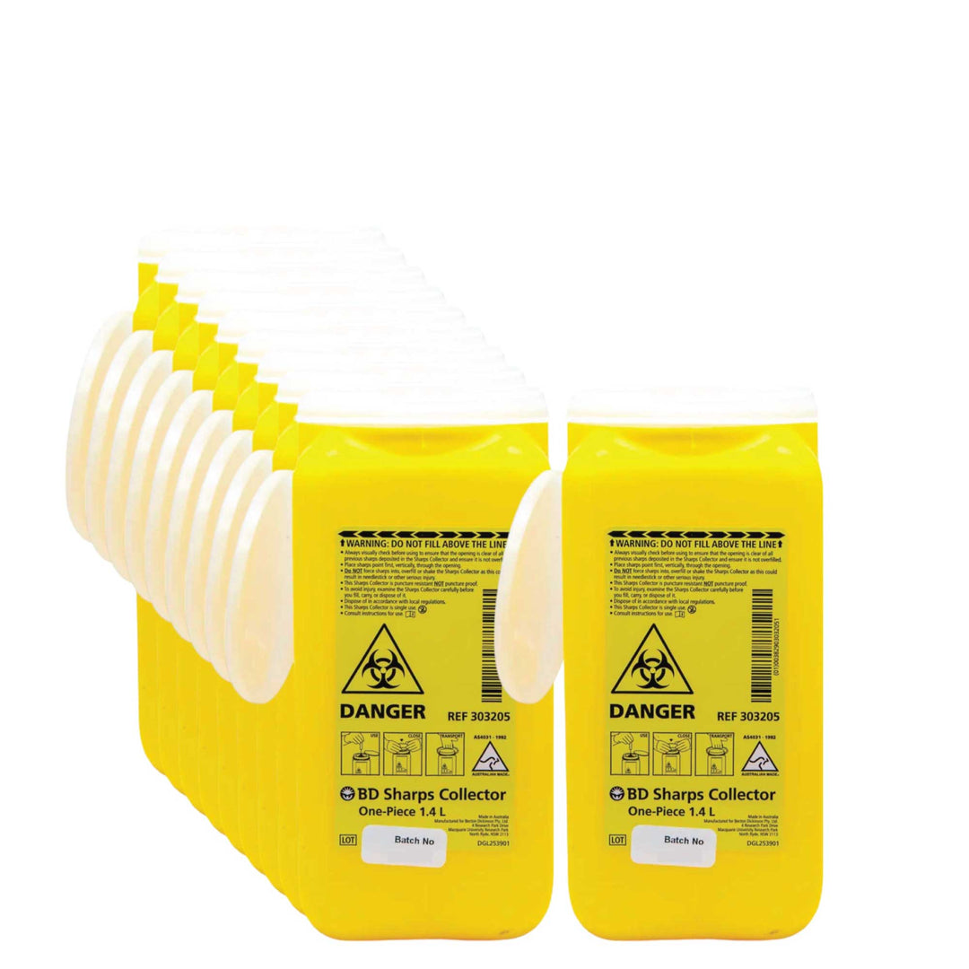 10x 1.4L Sharps Container Needle Biohazard Bin Disposal - Medical Waste Collector