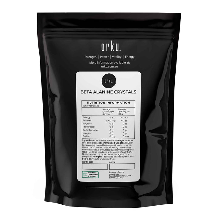 Orku 100g Beta Alanine Crystals - Pre Workout Lactic Acid Buffer Supplement