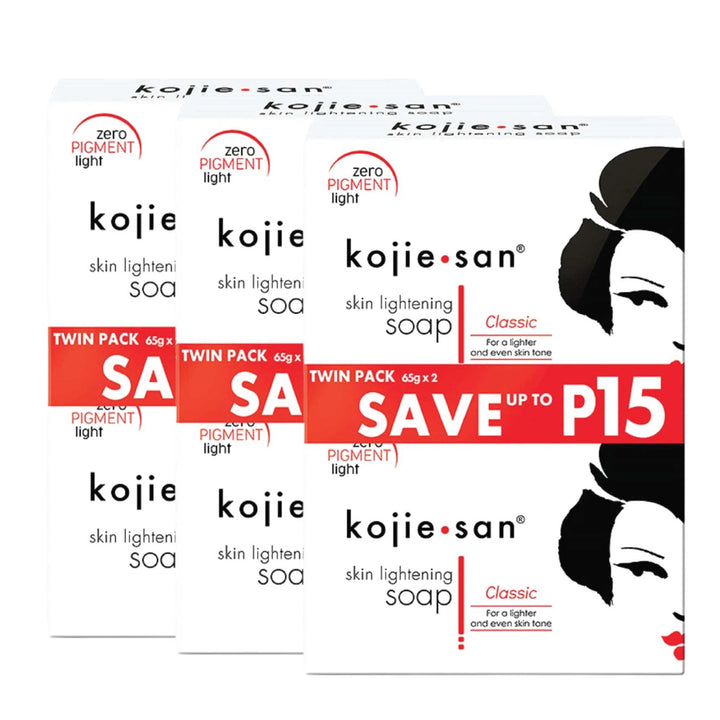 3x 65g Kojie San Soap Bar - Original Skin Lightening Kojic Acid Bars