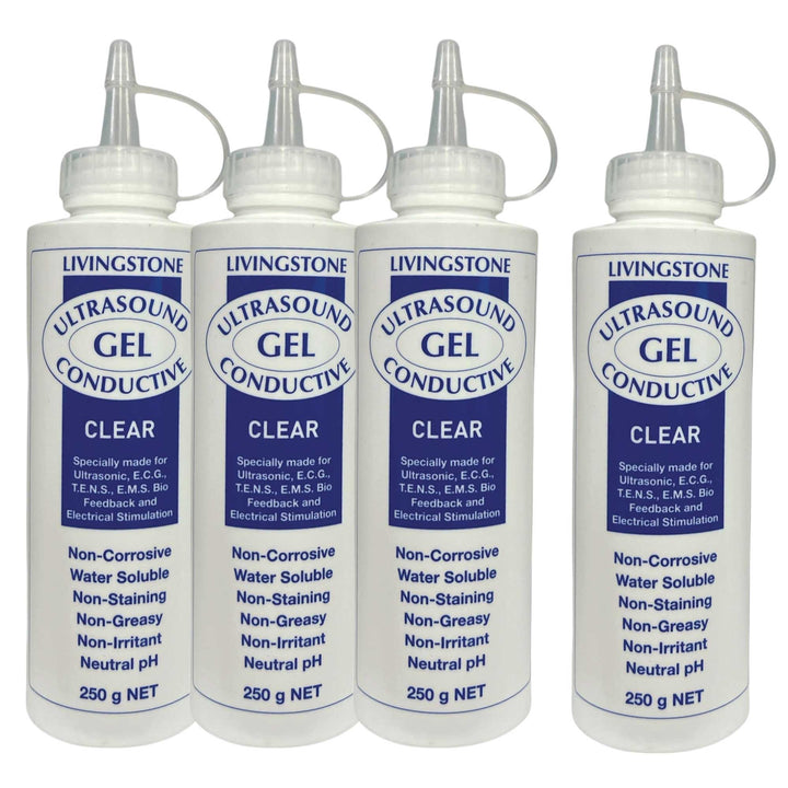 4x Livingstone 250ml Conductive Ultrasound Lubricating Gel