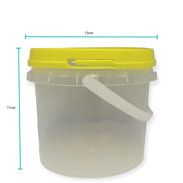 Bulk 10 x 0.8L Honey Bucket with Lid - 1Kg Clear Tamper Proof Plastic Tub