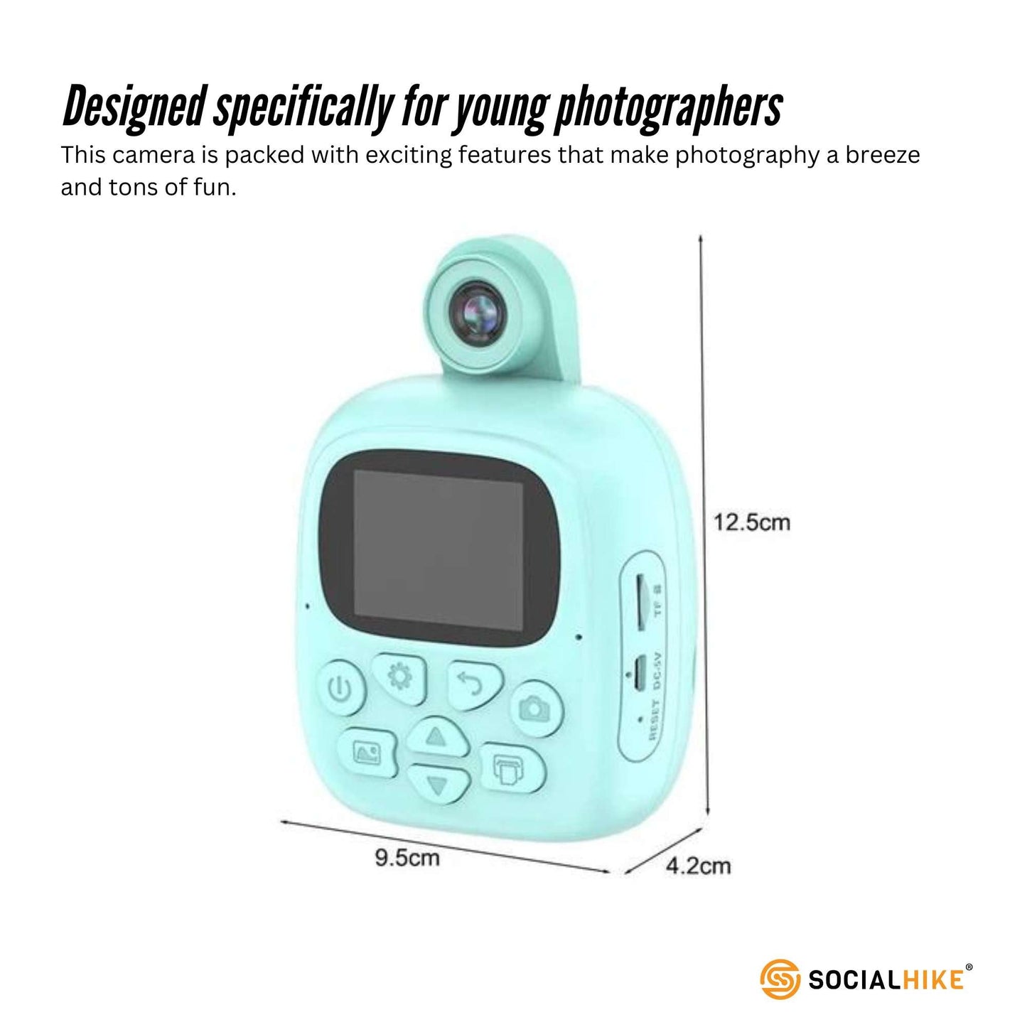 Kids Rechargeable Instant Print Camera Blue - Digital Thermal Photo Video MP3