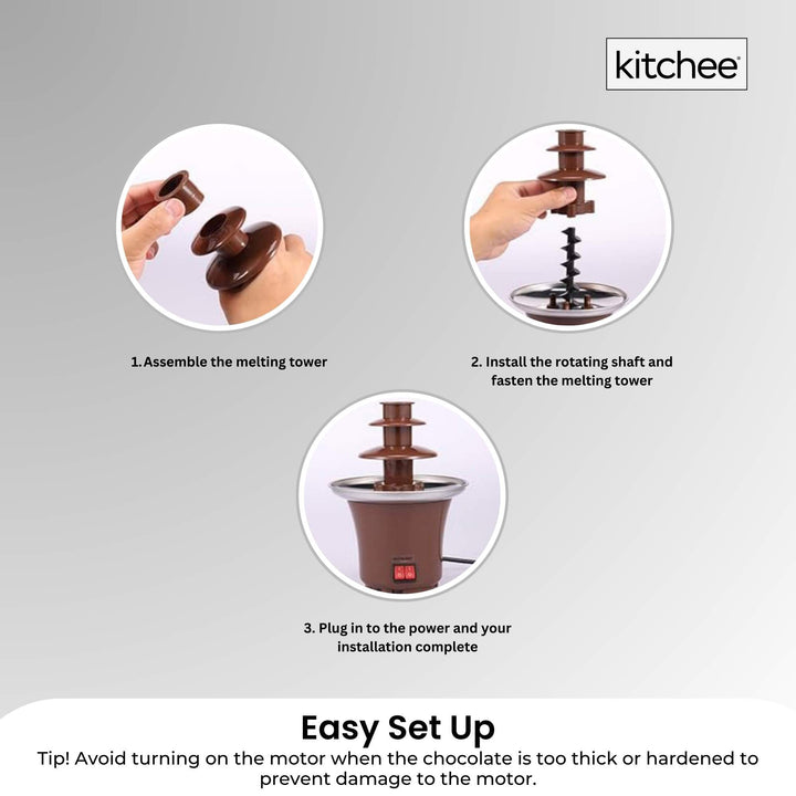 Kitchee 3 Tier Mini Chocolate Fountain Fondue Electric Machine