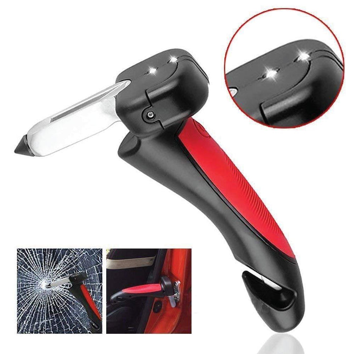 Car Cane Door Handle - Portable Elderly Standing Aid LED Flashlight Hammer Tool