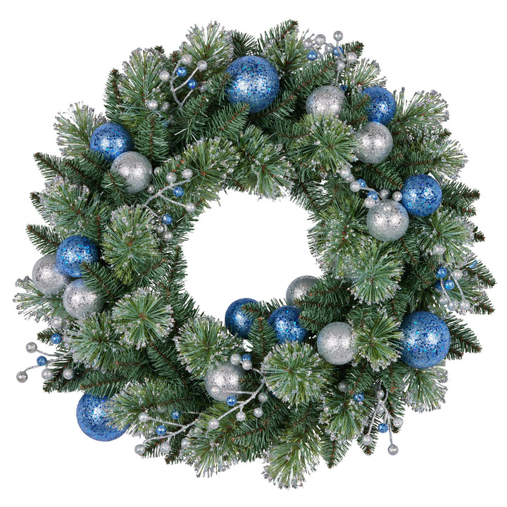 Swishmas 61cm Blue Collection Multicolour Pre-Lit Christmas Wreath