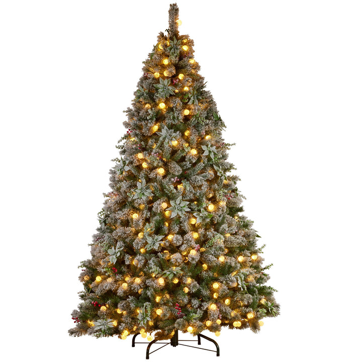 Swishmas Snowy Crown Pine 2.7m Multicolour Pre-Lit Christmas Tree with 2429 Tips