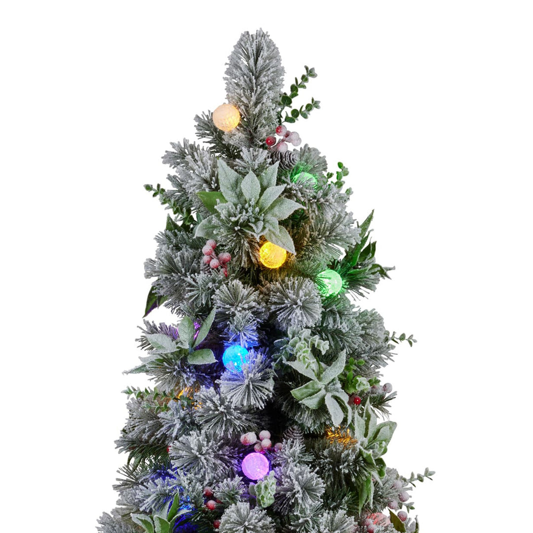 Swishmas Snowy Crown Pine Potted Christmas Tree 1.2m Multicolour Pre-Lit with Snowball Lights